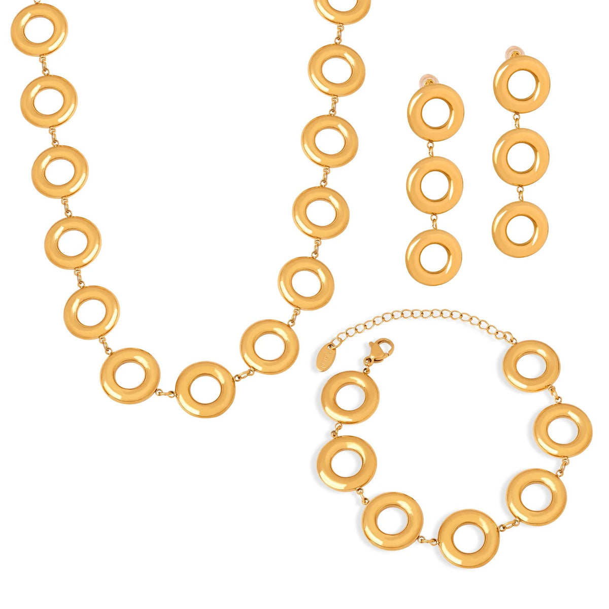 Open Circle Link Necklace Set