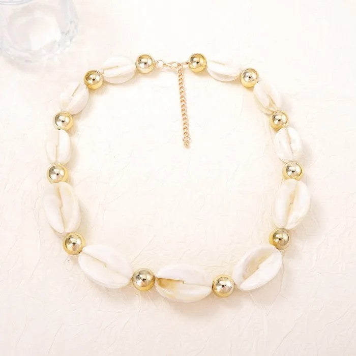 Green & White Bead Statement Necklace