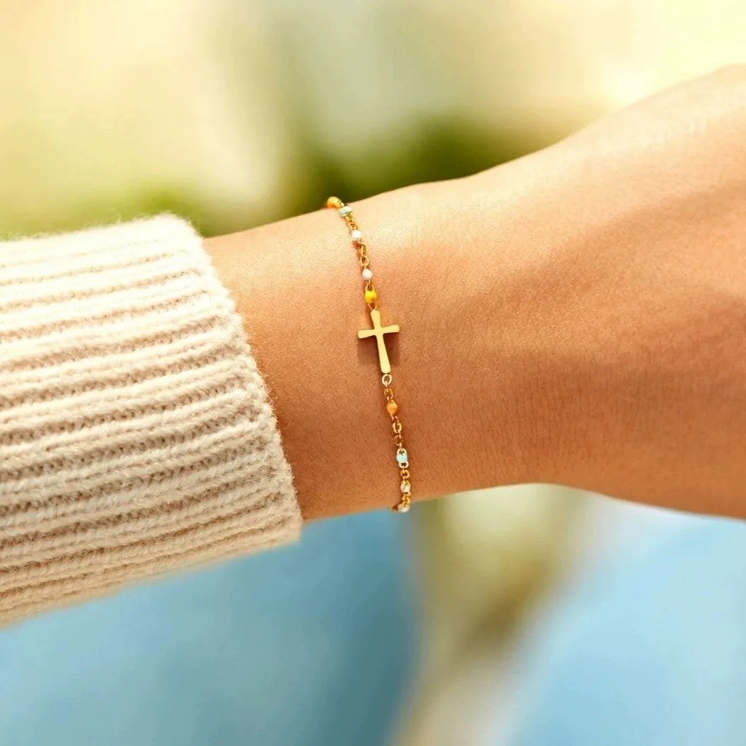 Enamel Cross Chain Bracelet