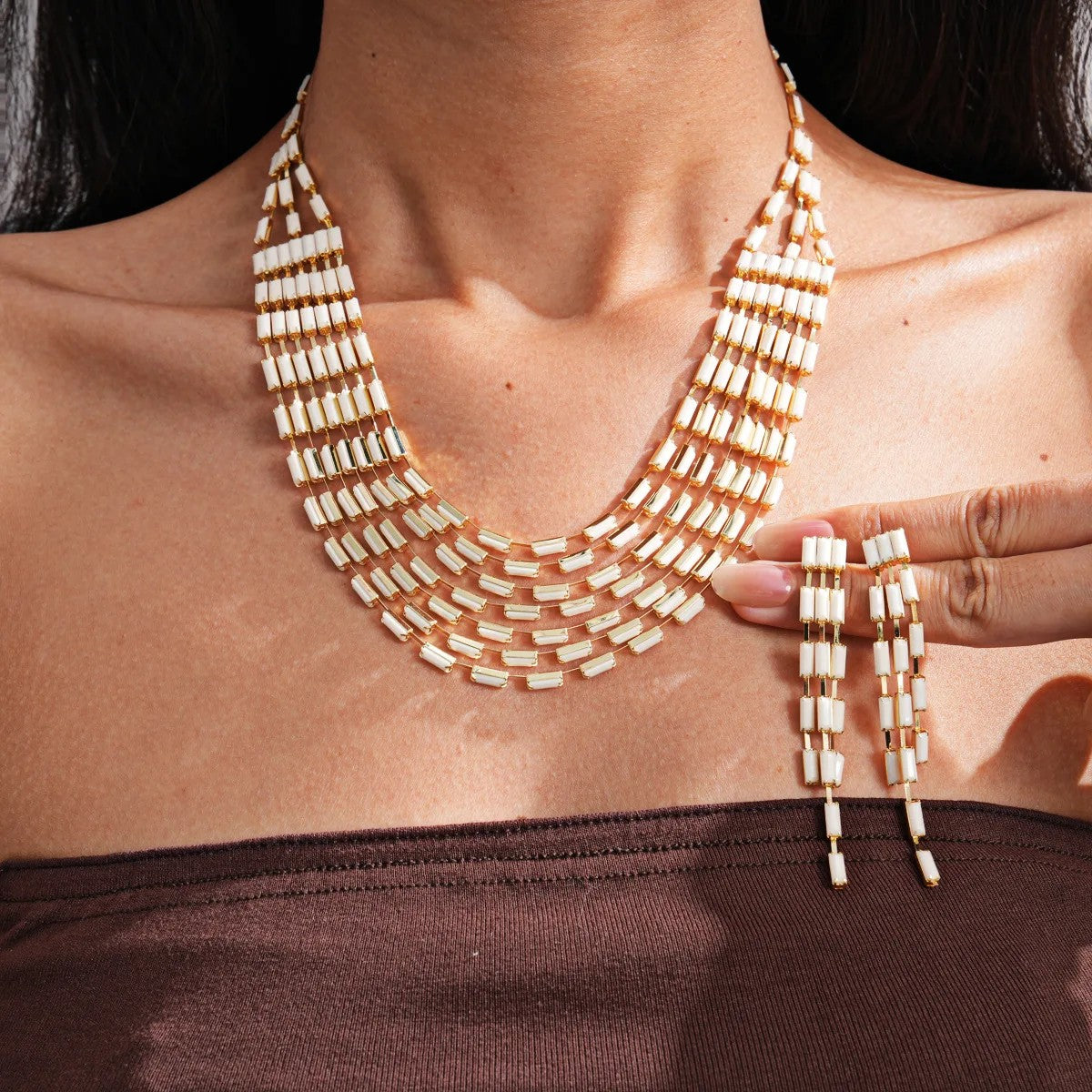 Colorful Geometric Stripe Jewelry Set