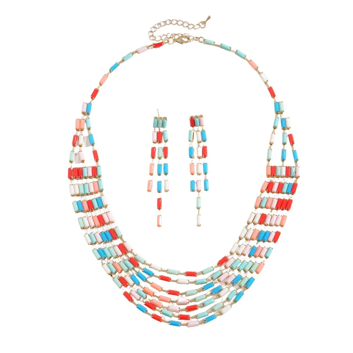 Colorful Geometric Stripe Jewelry Set