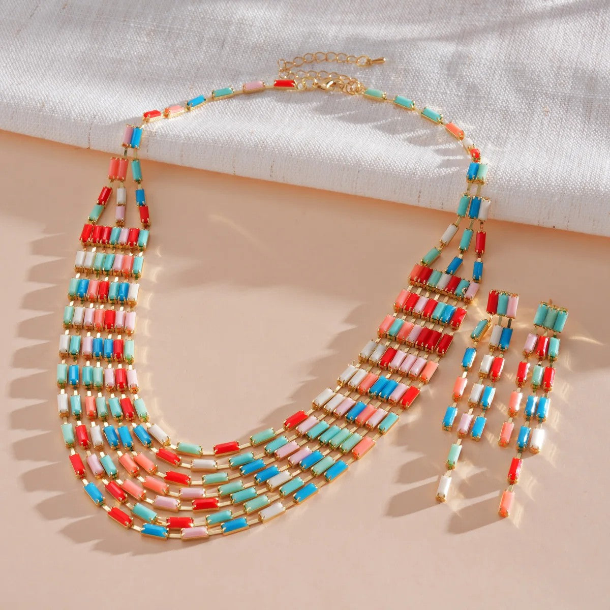 Colorful Geometric Stripe Jewelry Set