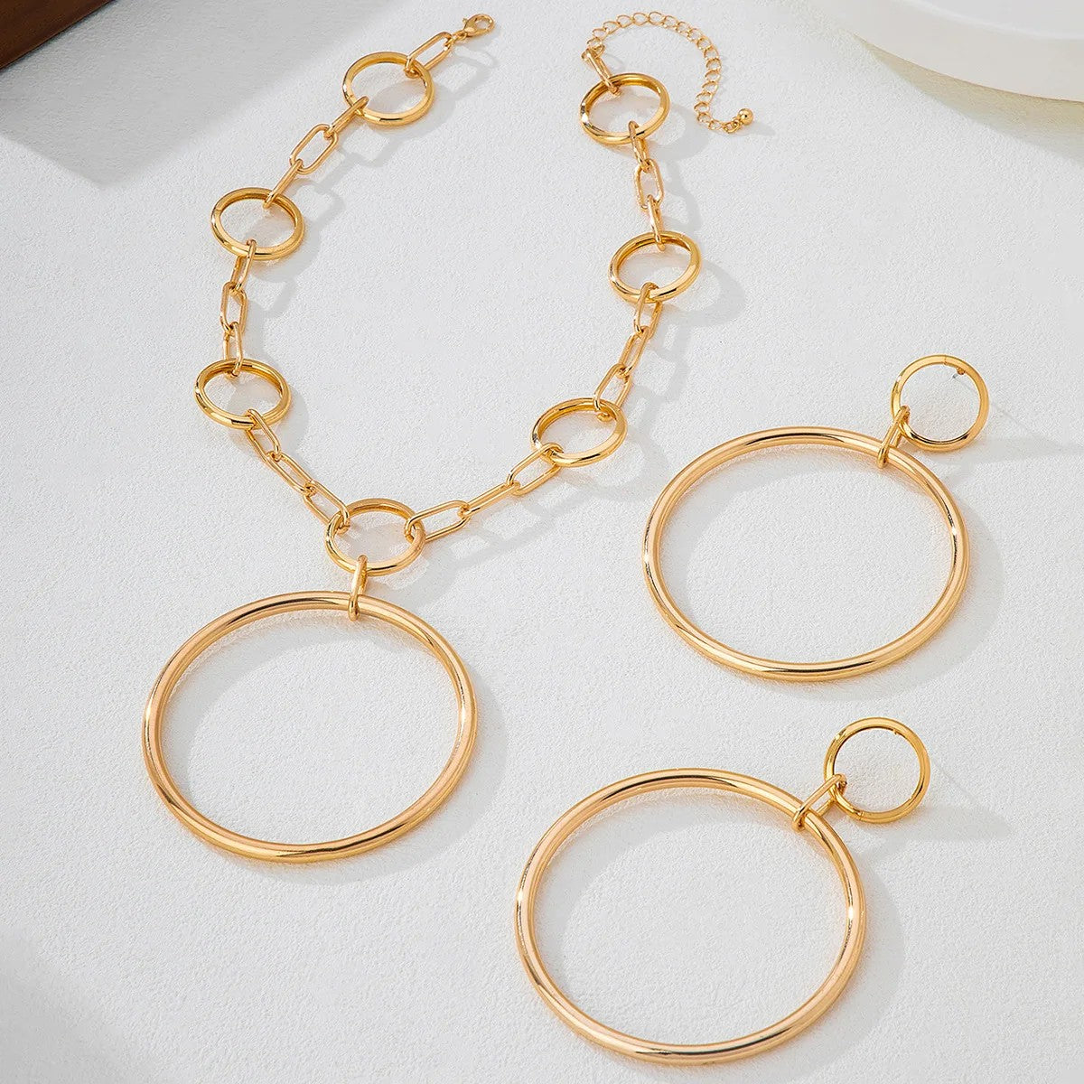 Large Circle Link Necklace & Earring Set