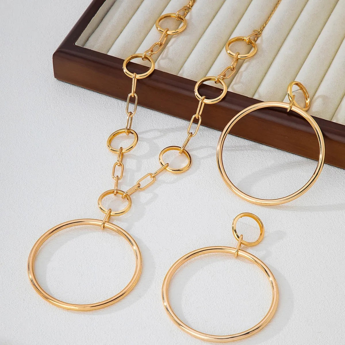 Large Circle Link Necklace & Earring Set