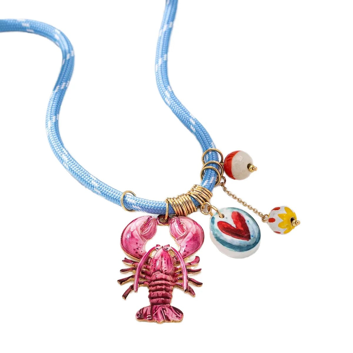 Pink Lobster Charm Necklace