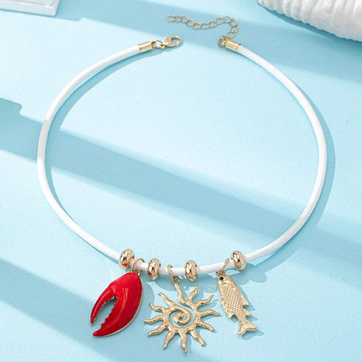 Pink Lobster Charm Necklace