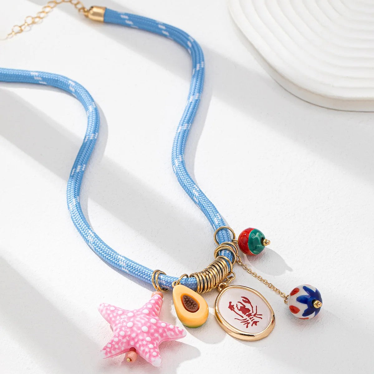 Pink Lobster Charm Necklace