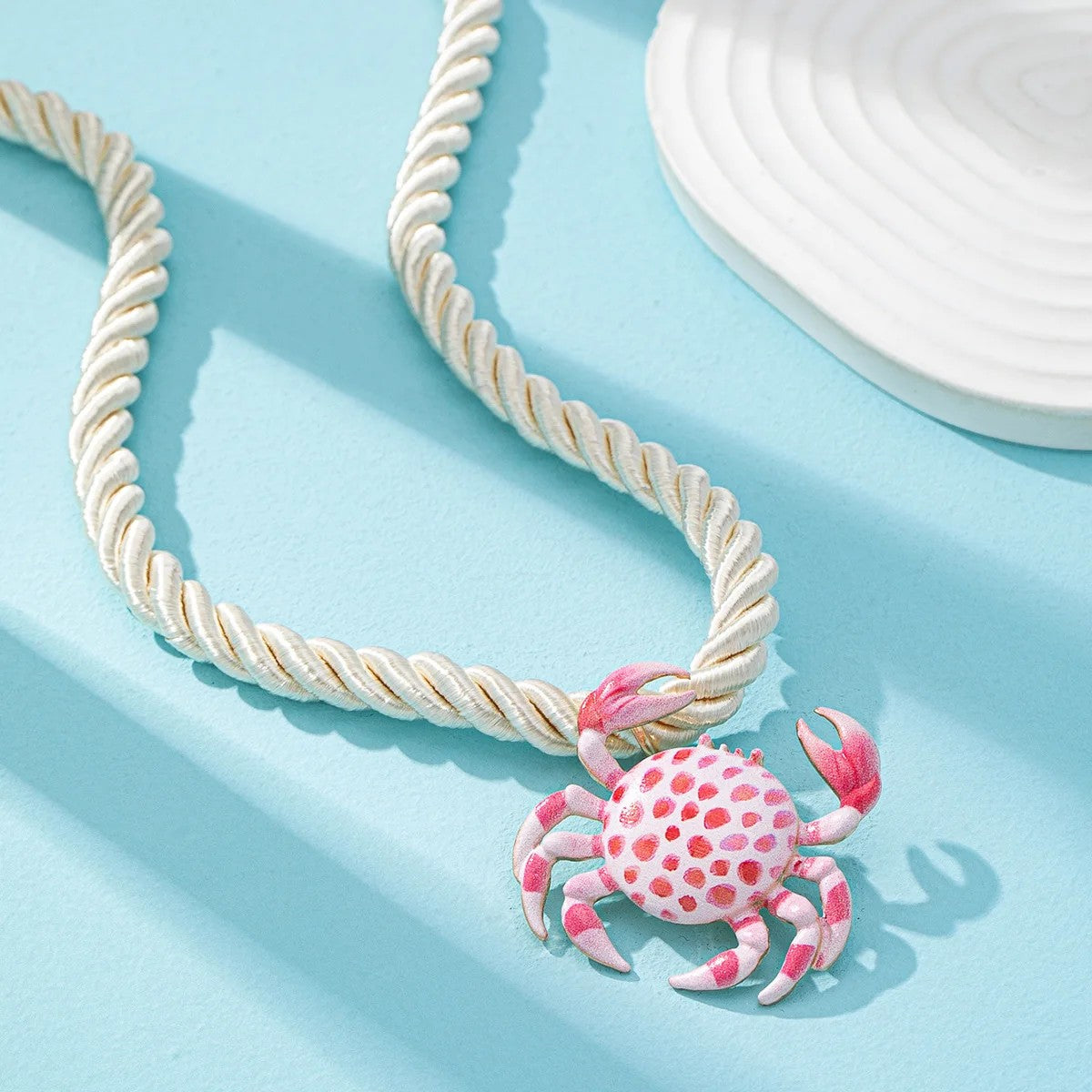Pink Lobster Charm Necklace