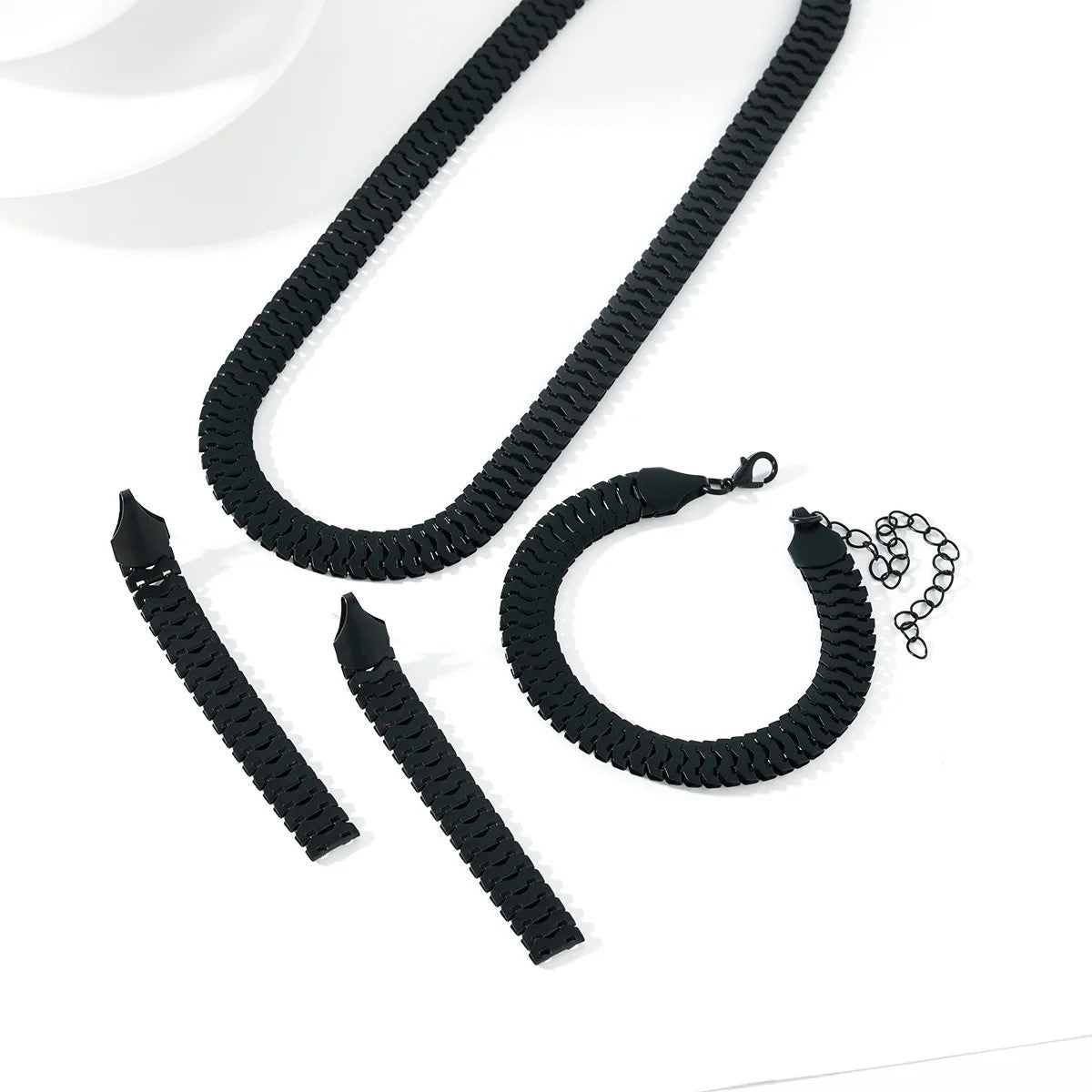 Silver Wave Link Jewelry Set
