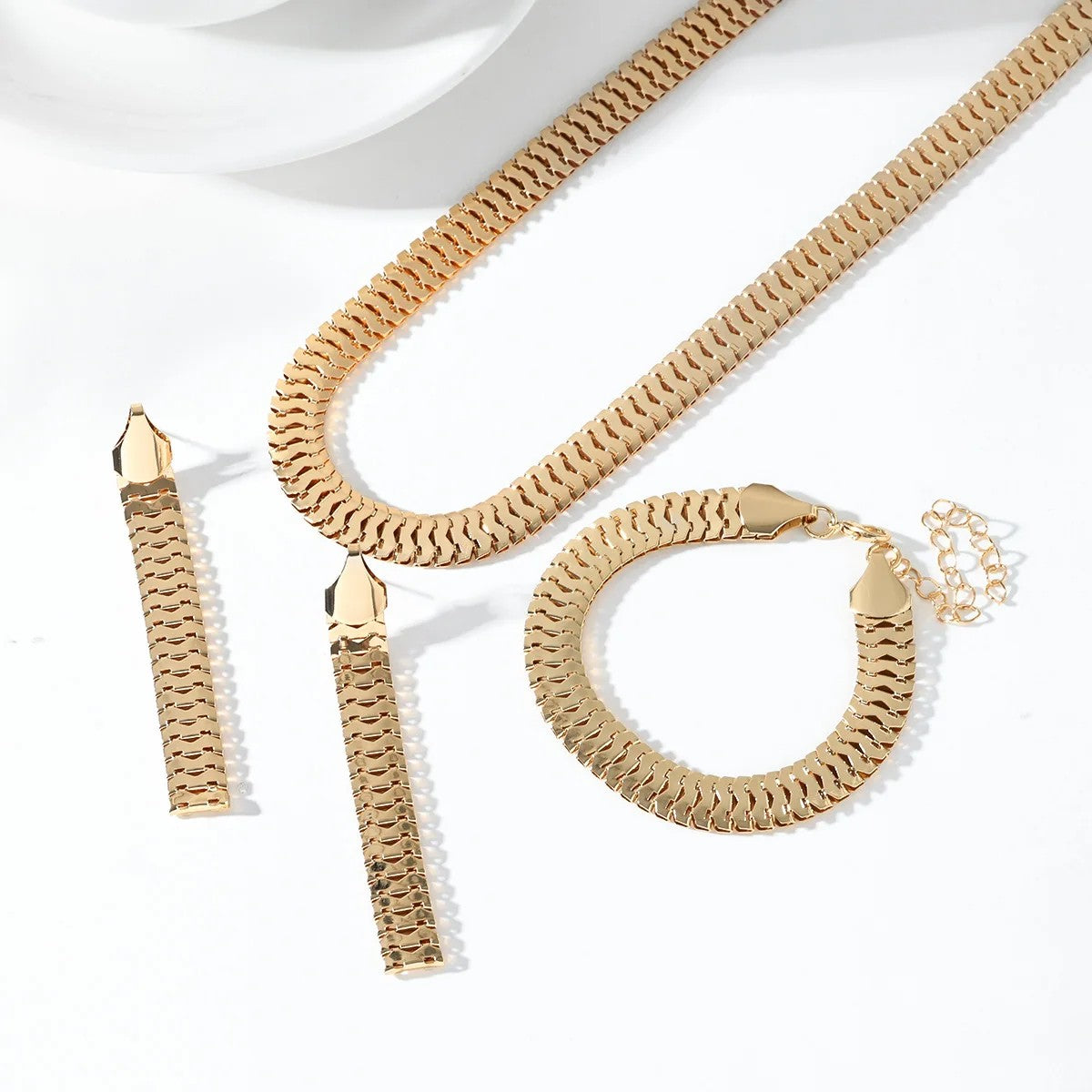 Silver Wave Link Jewelry Set