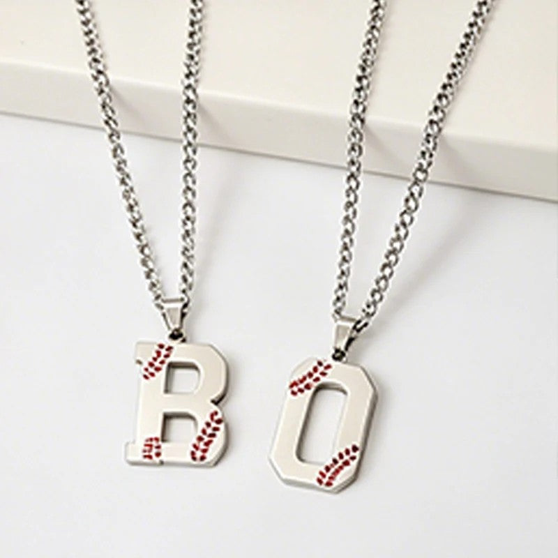 Baseball Stitch Initial Pendant