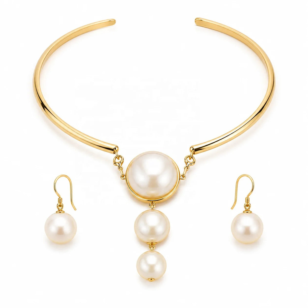 Cascading Pearl Collar Necklace & Earring Set