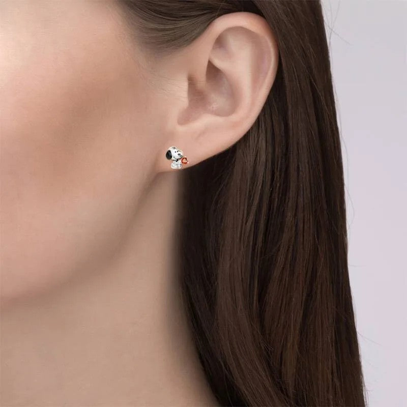 Puppy & Red Heart Stud Earrings