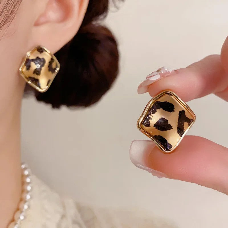 Leopard Cushion Stud Earrings