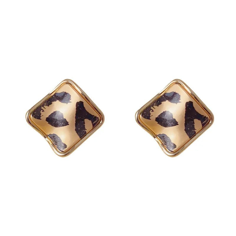 Leopard Cushion Stud Earrings