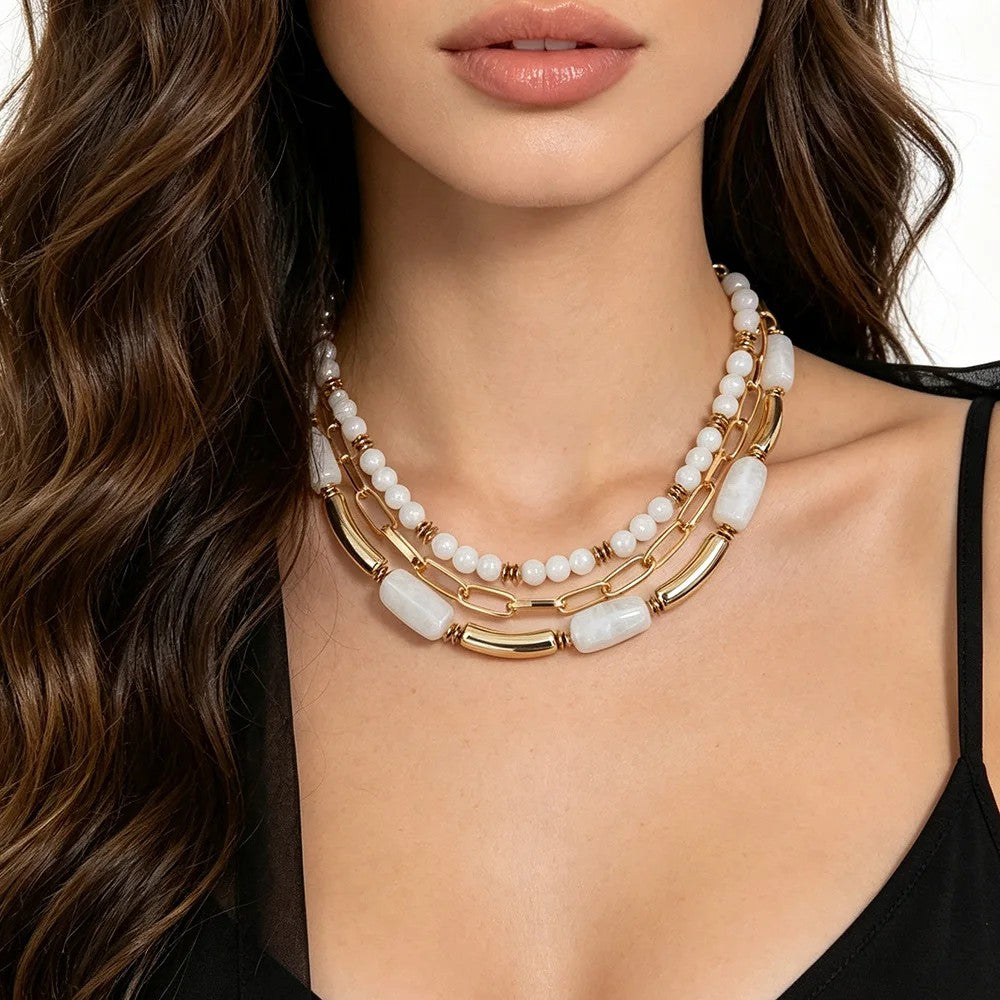 Green Stone Layered Necklace