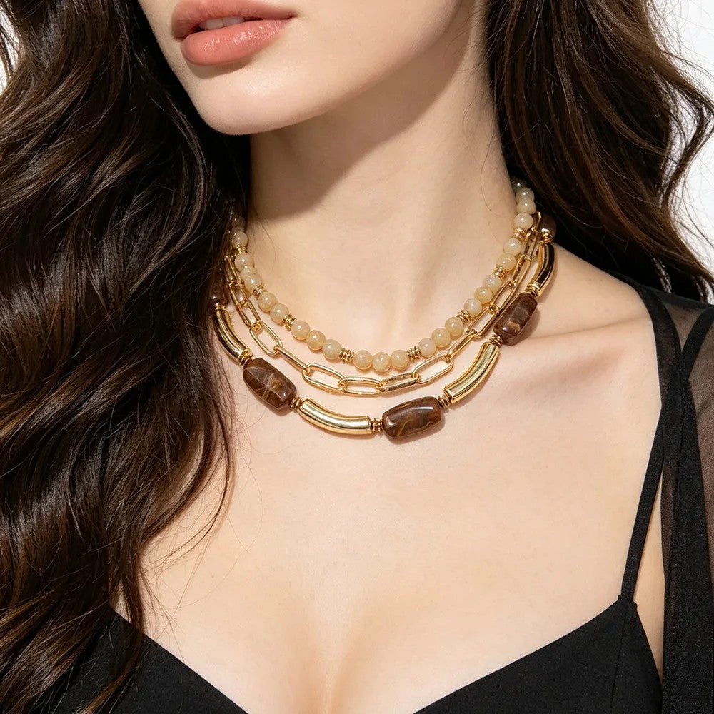Green Stone Layered Necklace