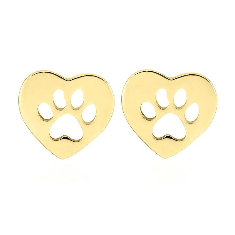 Heart Paw Cutout Stud Earrings