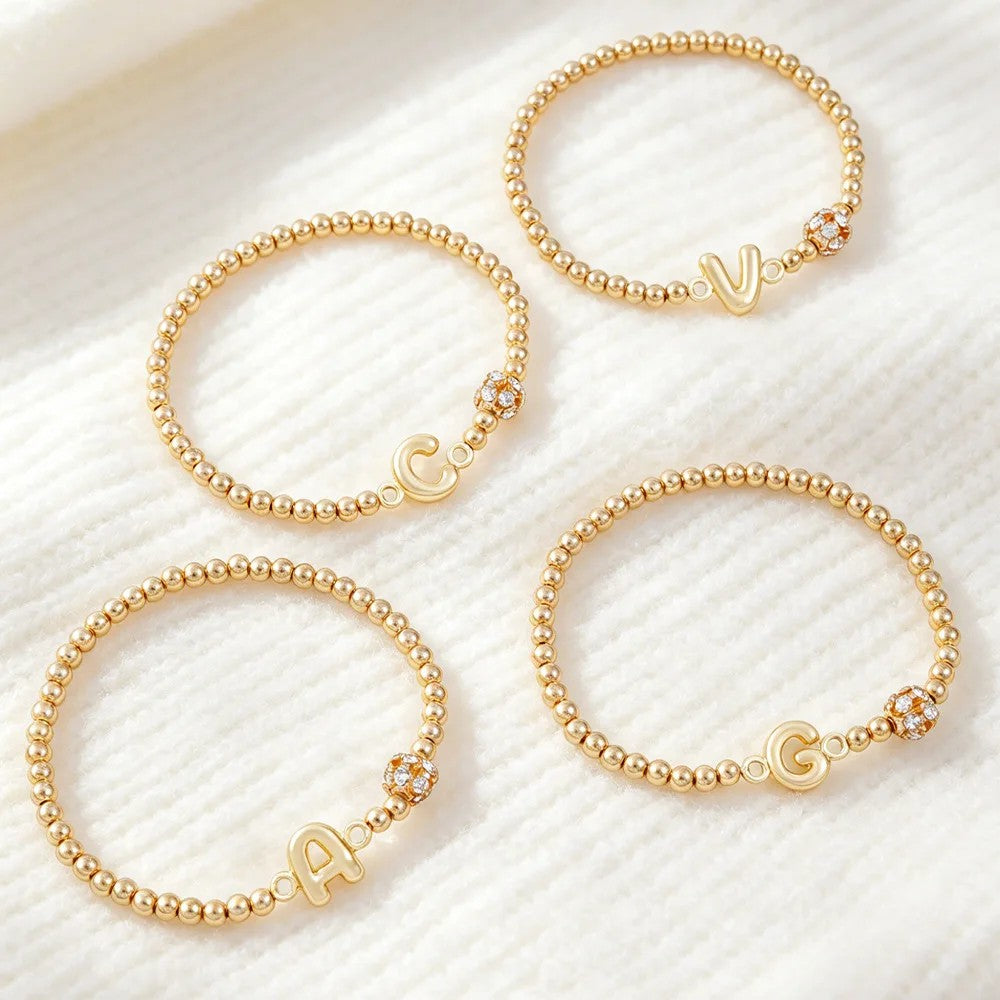 Crystal Initial Beaded Bracelet