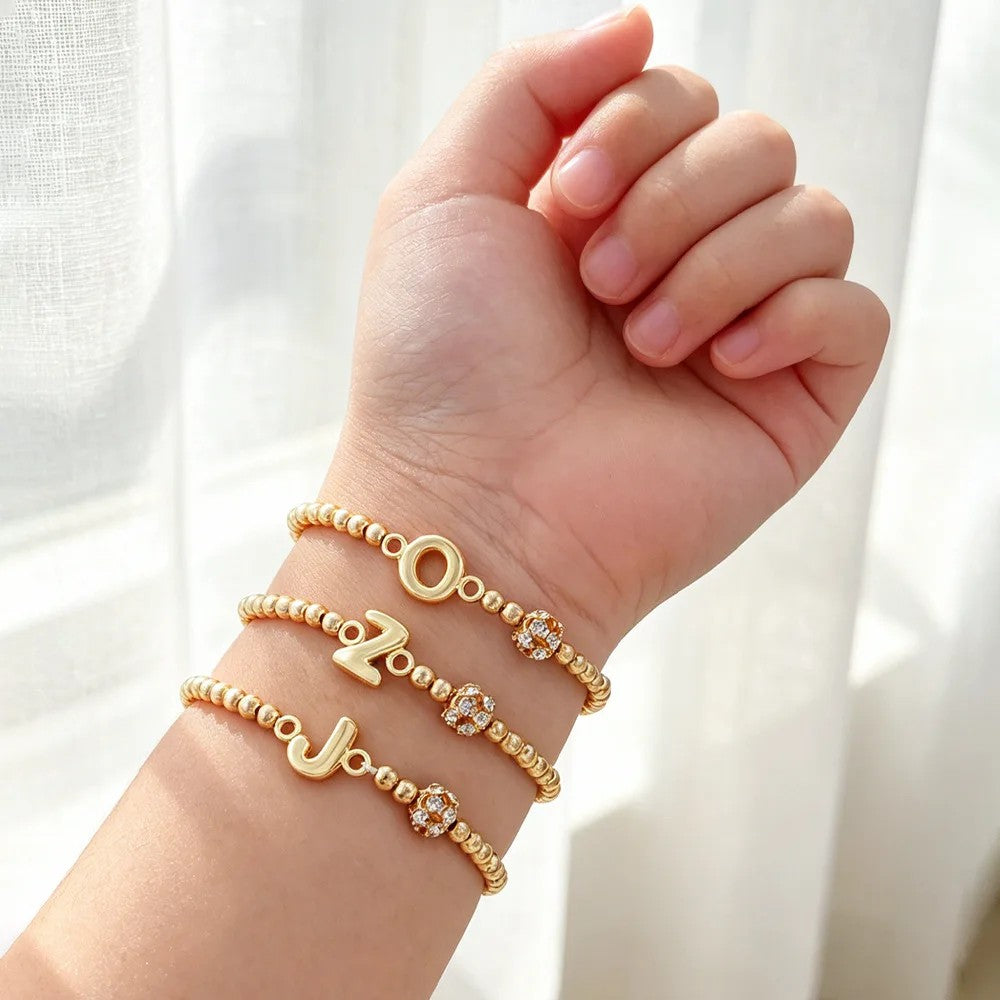 Crystal Initial Beaded Bracelet