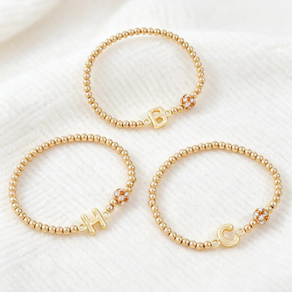 Crystal Initial Beaded Bracelet