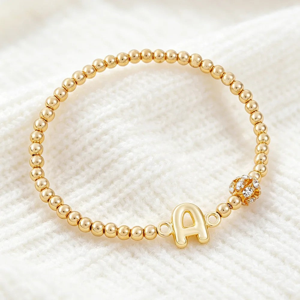 Crystal Initial Beaded Bracelet