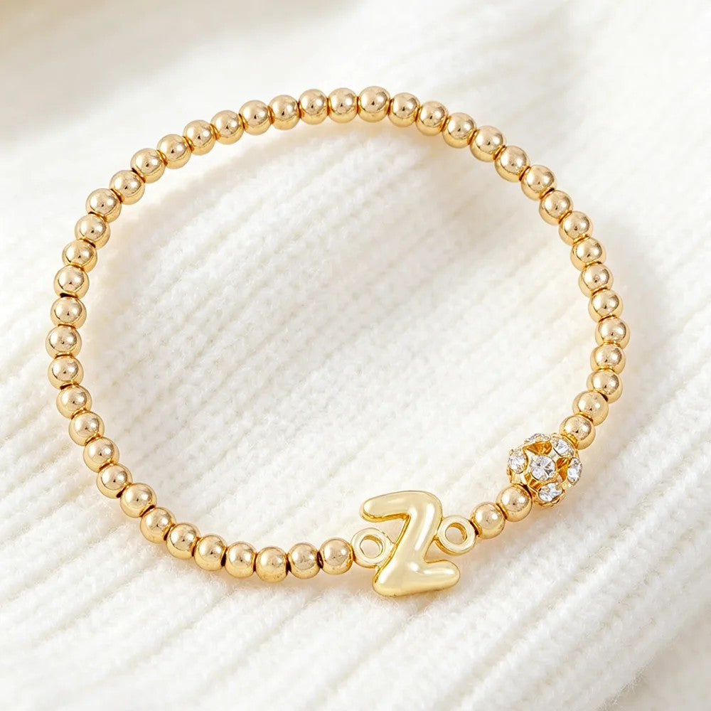 Crystal Initial Beaded Bracelet