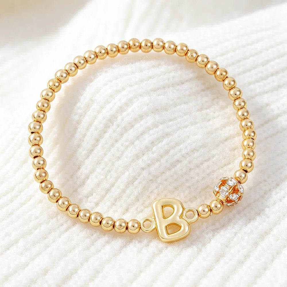 Crystal Initial Beaded Bracelet