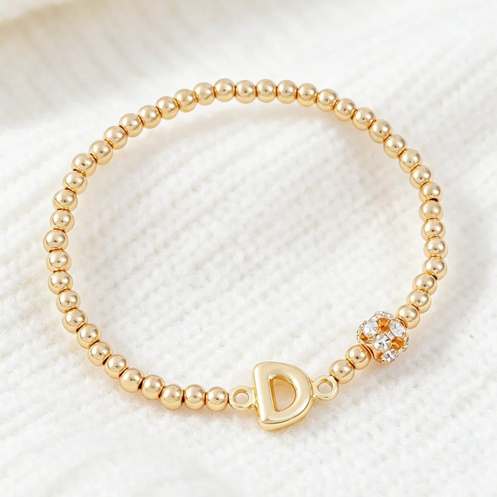 Crystal Initial Beaded Bracelet