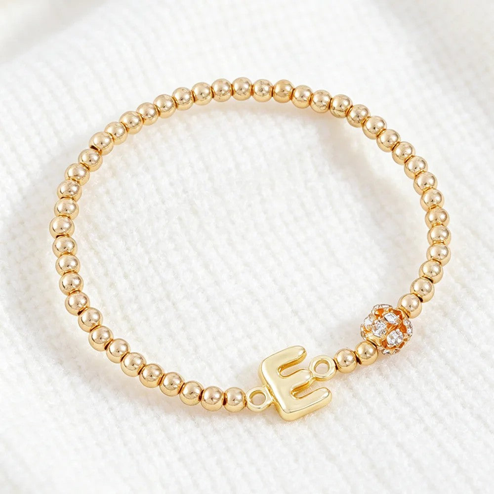 Crystal Initial Beaded Bracelet