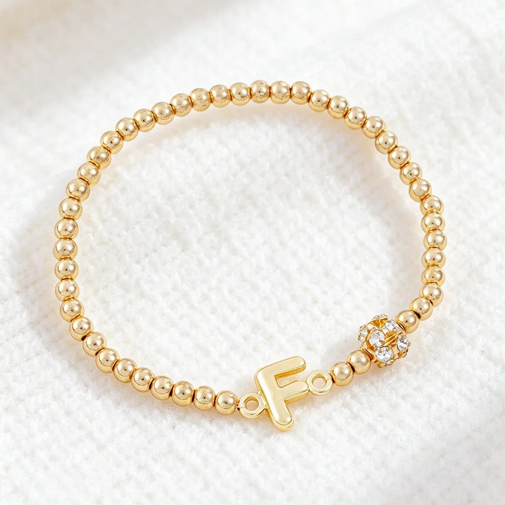 Crystal Initial Beaded Bracelet
