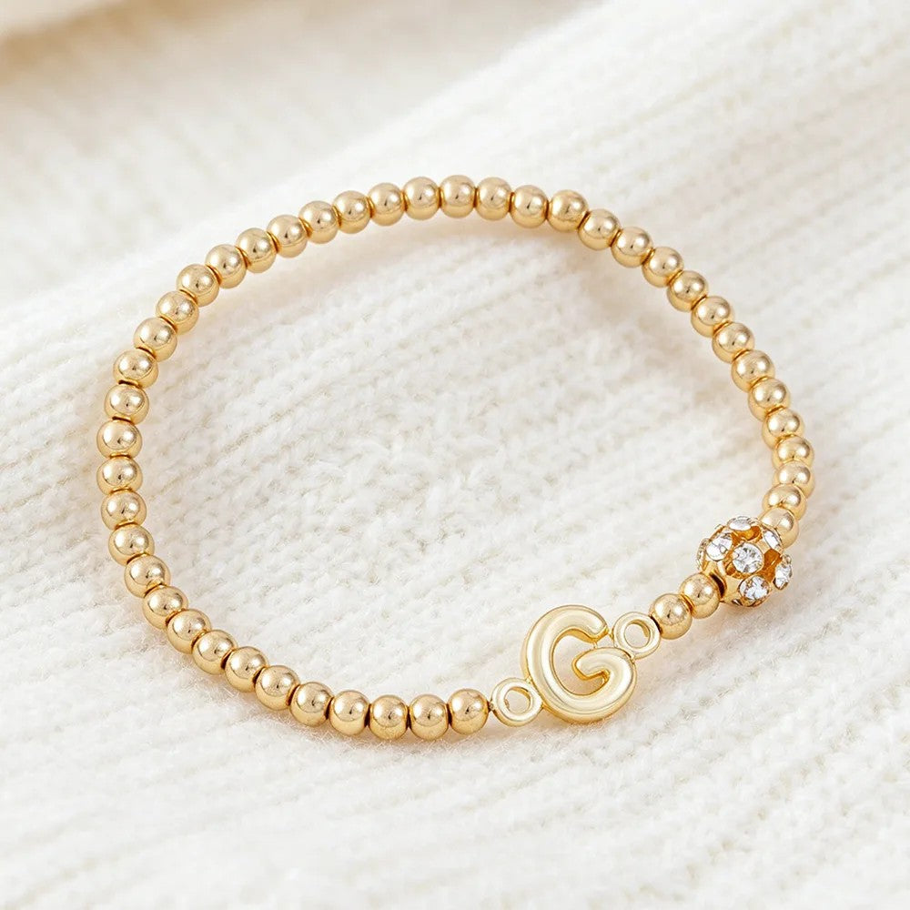 Crystal Initial Beaded Bracelet