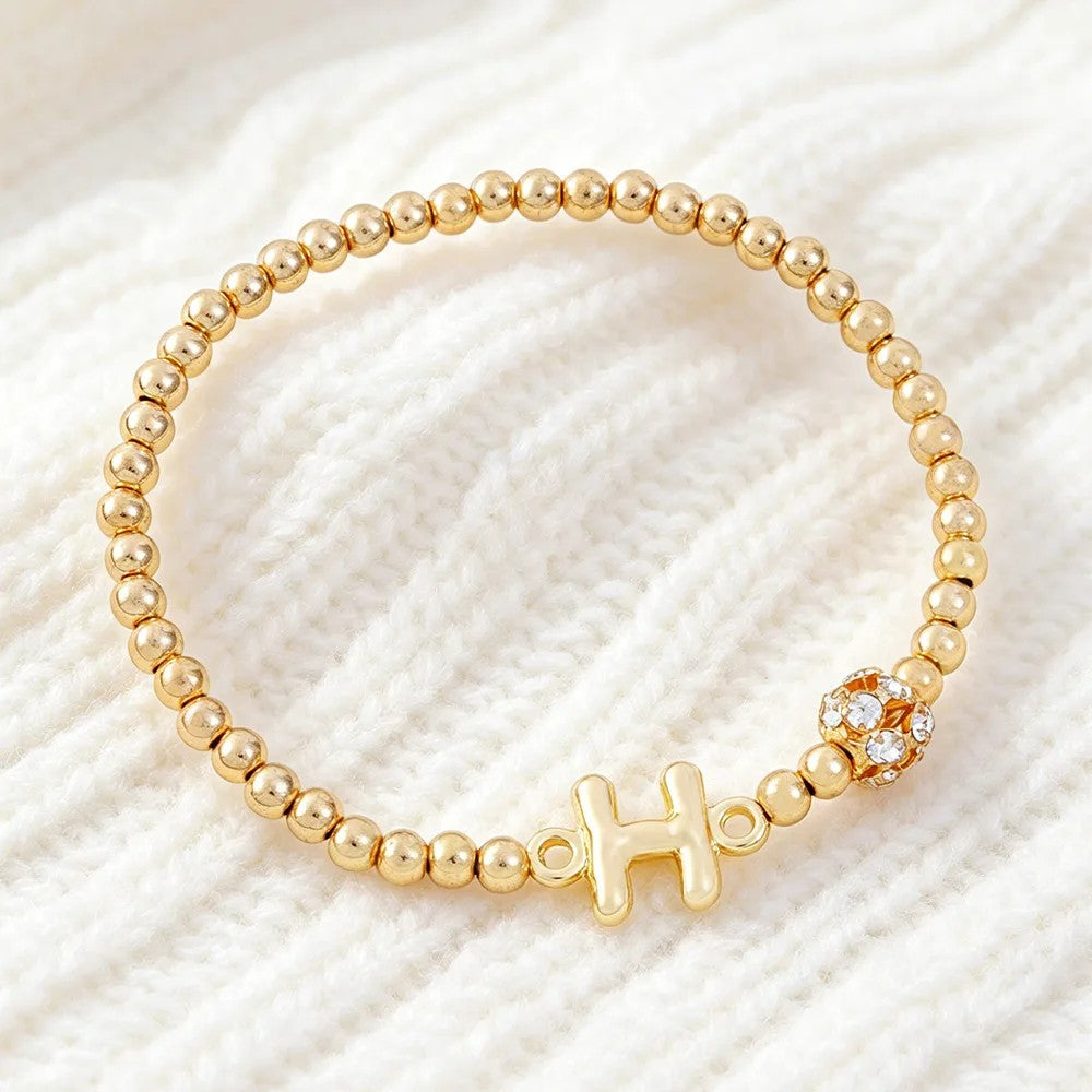 Crystal Initial Beaded Bracelet