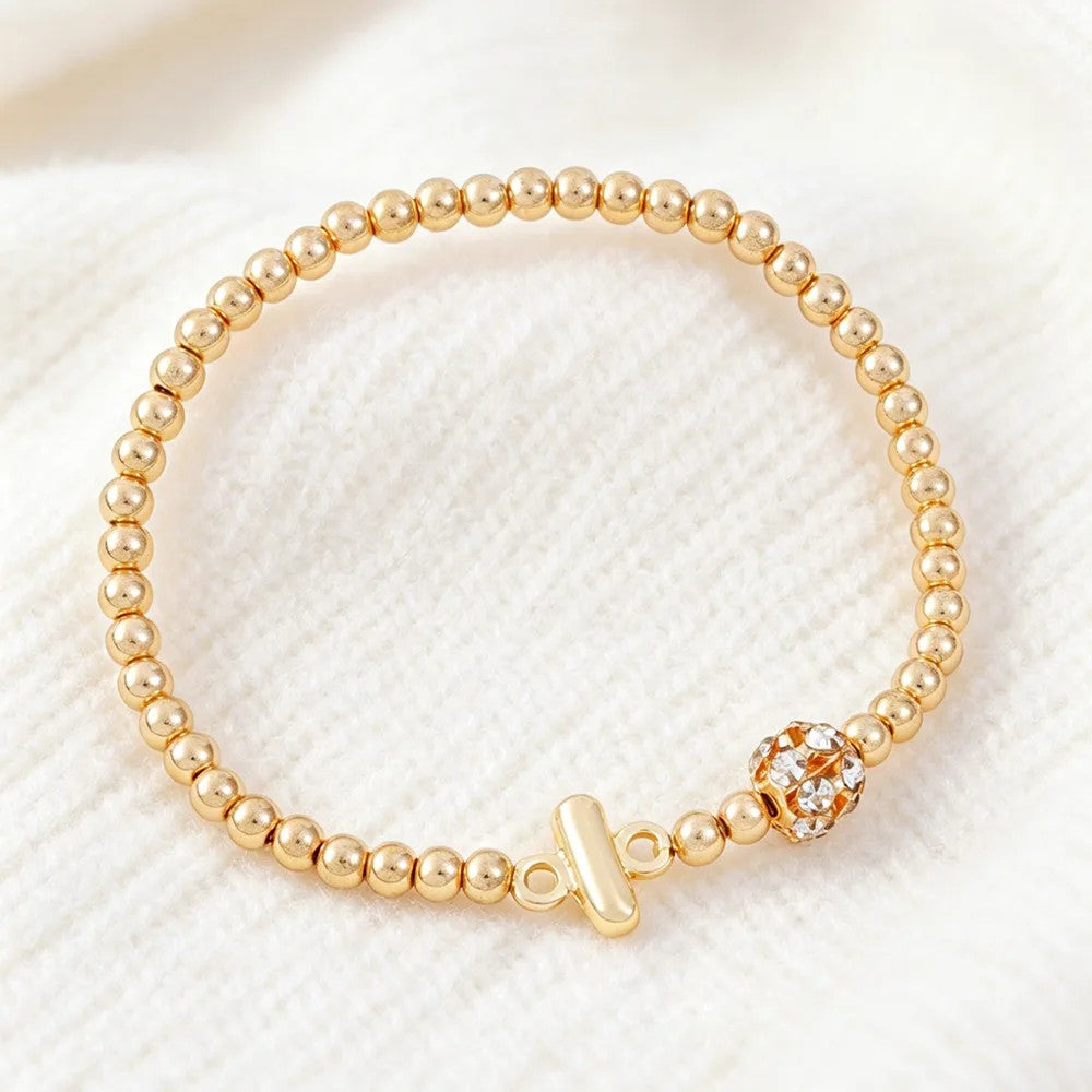 Crystal Initial Beaded Bracelet
