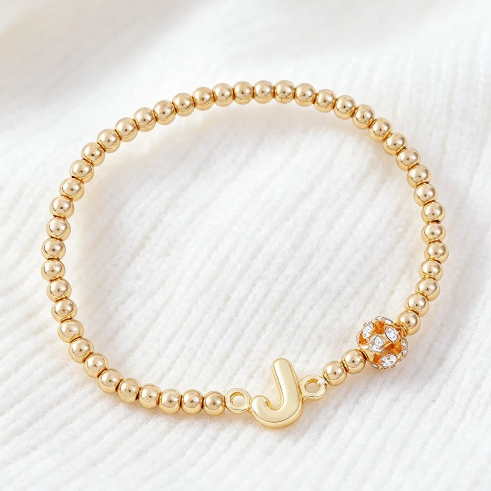 Crystal Initial Beaded Bracelet