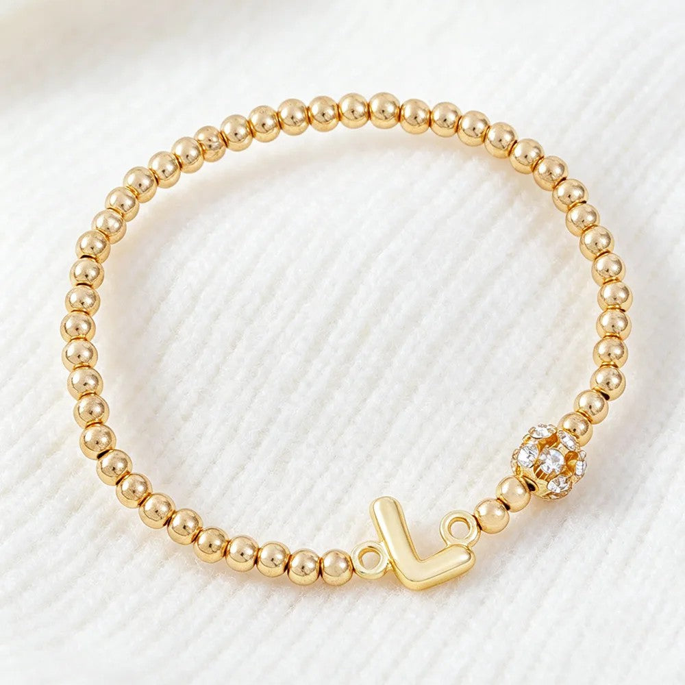 Crystal Initial Beaded Bracelet