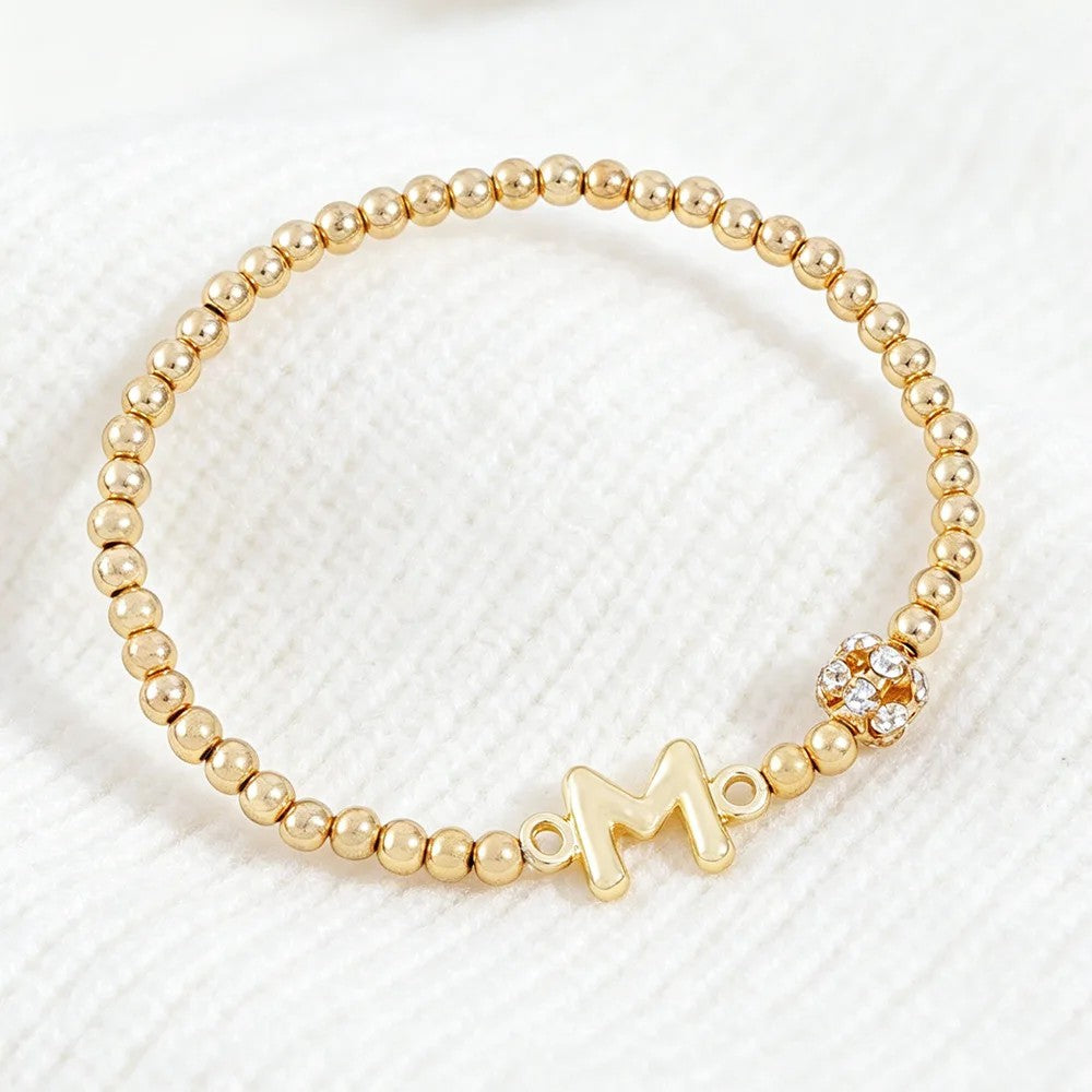Crystal Initial Beaded Bracelet