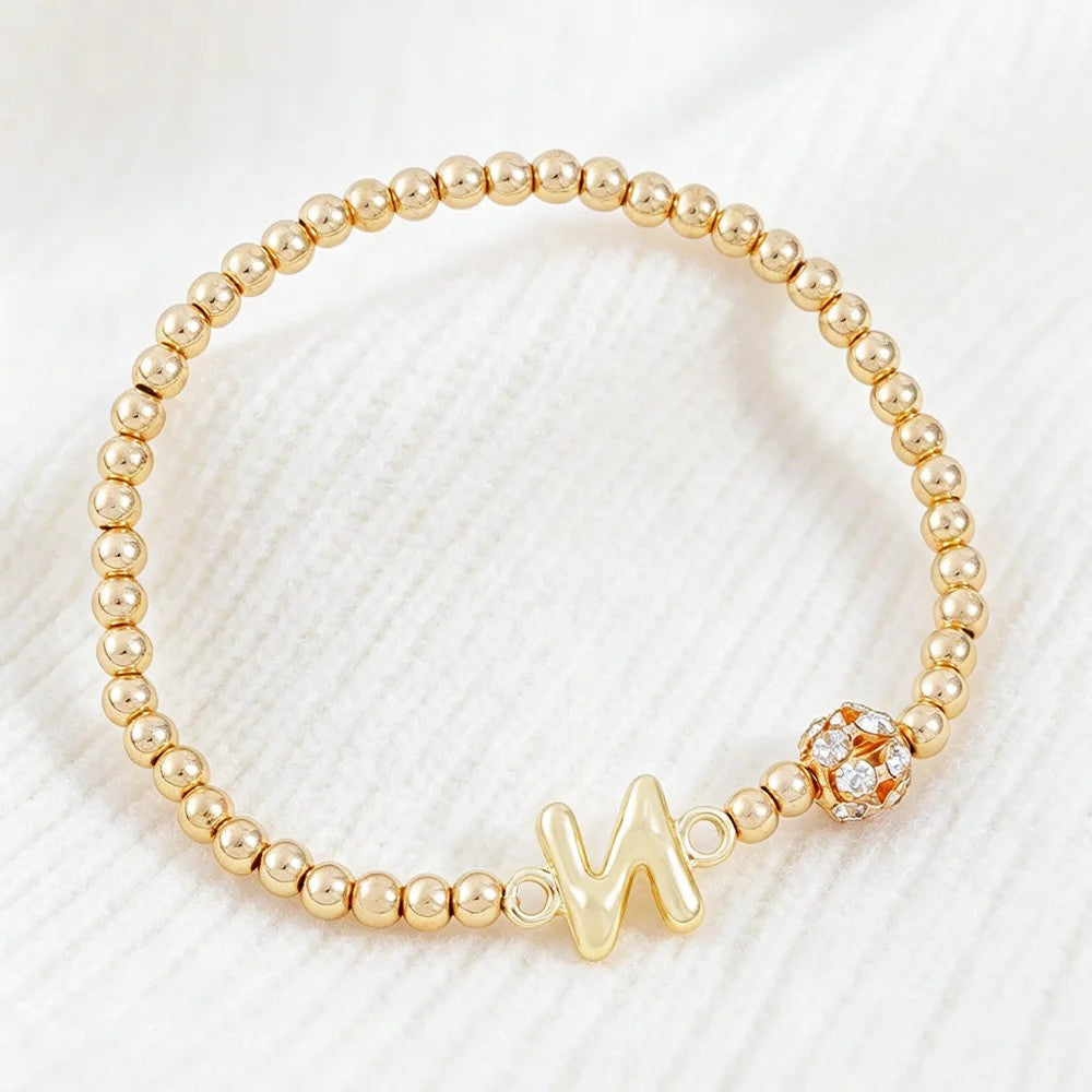 Crystal Initial Beaded Bracelet