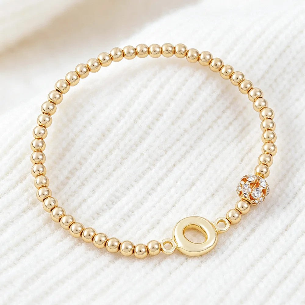 Crystal Initial Beaded Bracelet