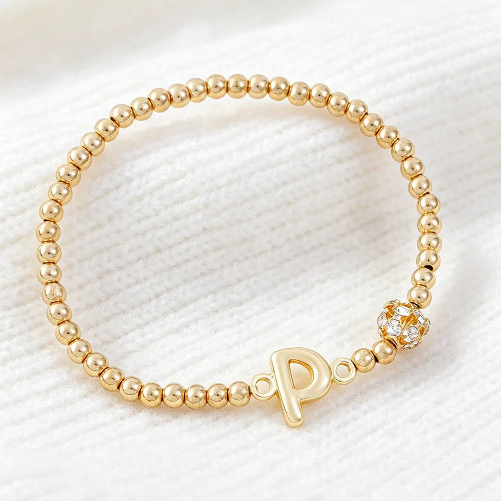 Crystal Initial Beaded Bracelet