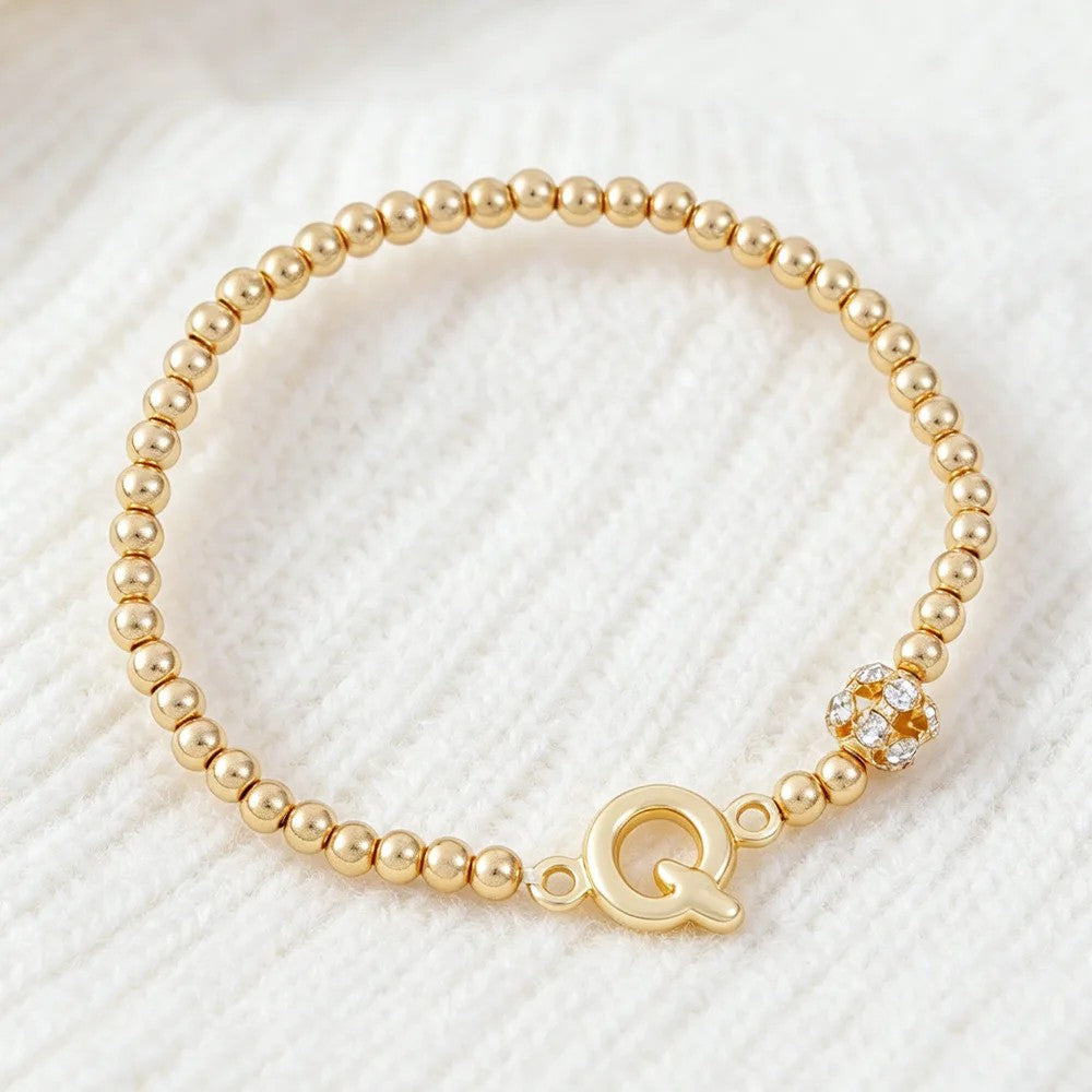 Crystal Initial Beaded Bracelet