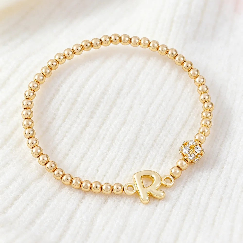 Crystal Initial Beaded Bracelet