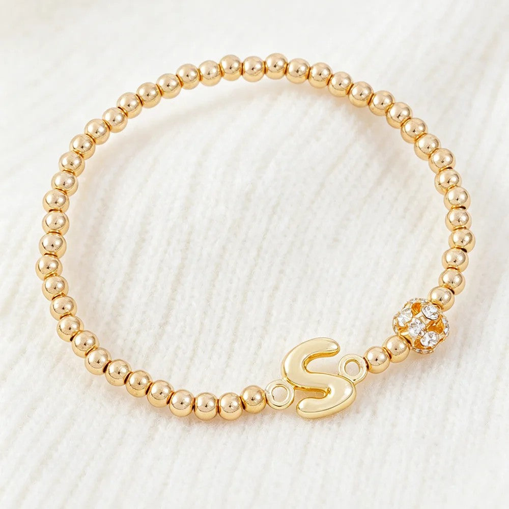Crystal Initial Beaded Bracelet