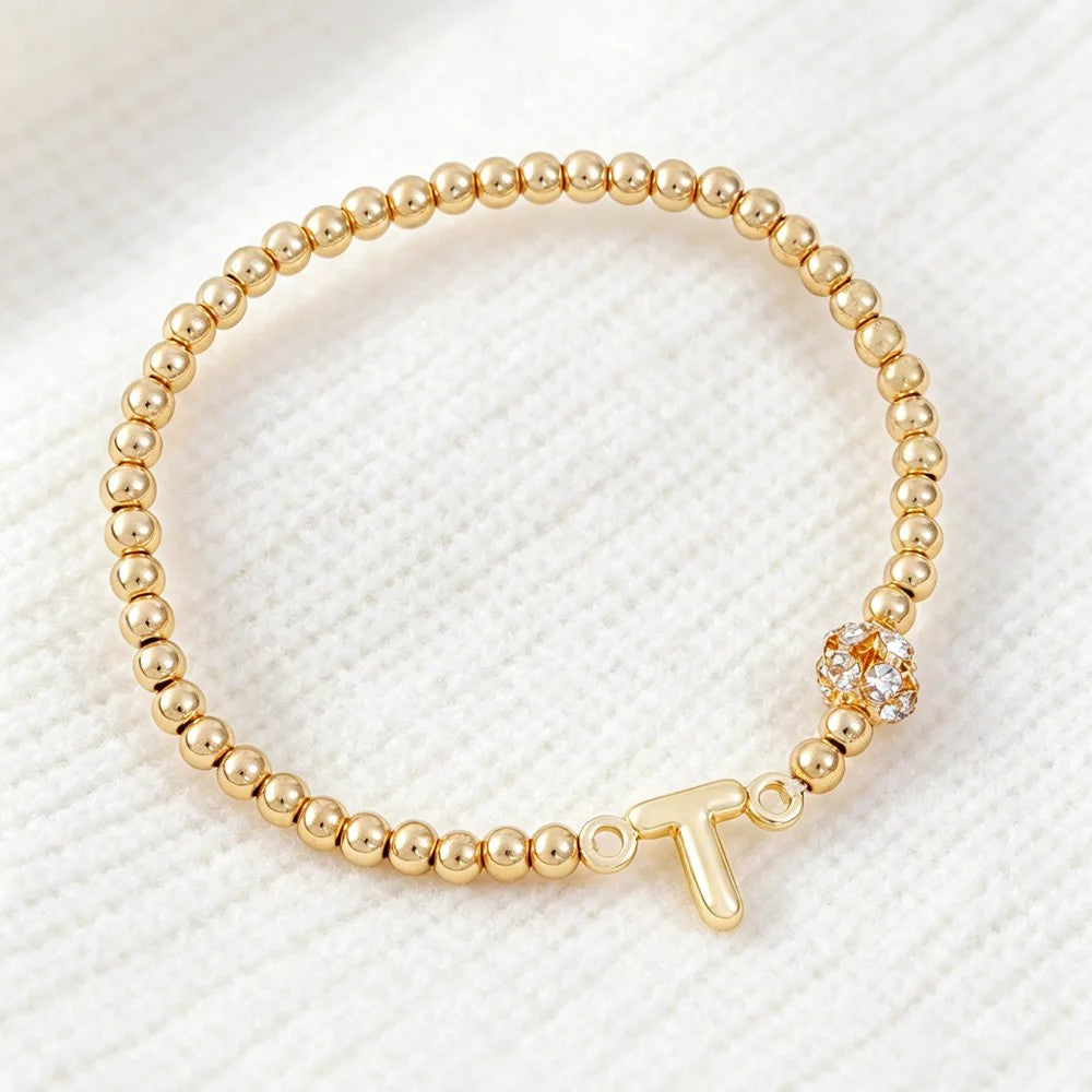 Crystal Initial Beaded Bracelet