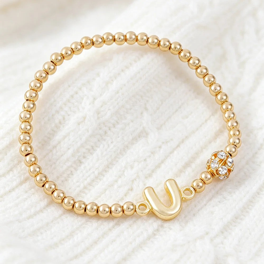 Crystal Initial Beaded Bracelet