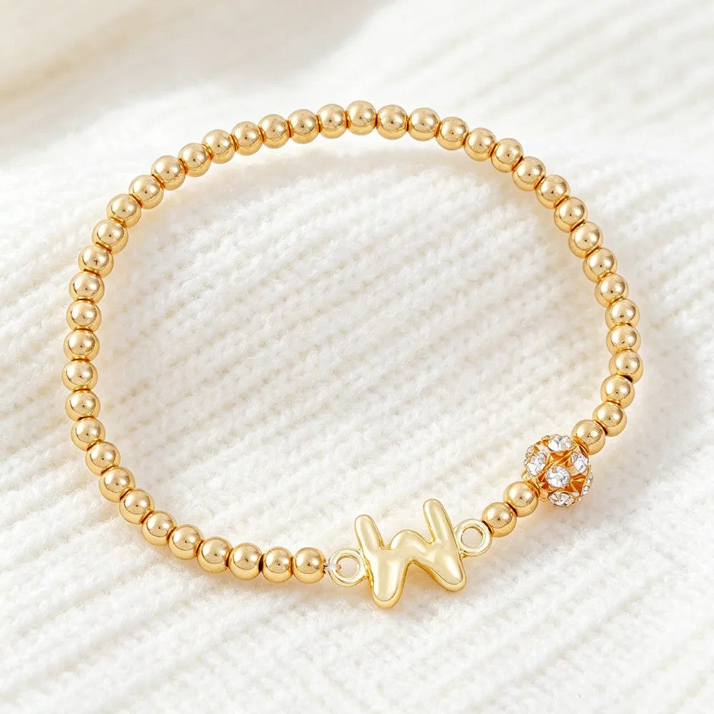 Crystal Initial Beaded Bracelet