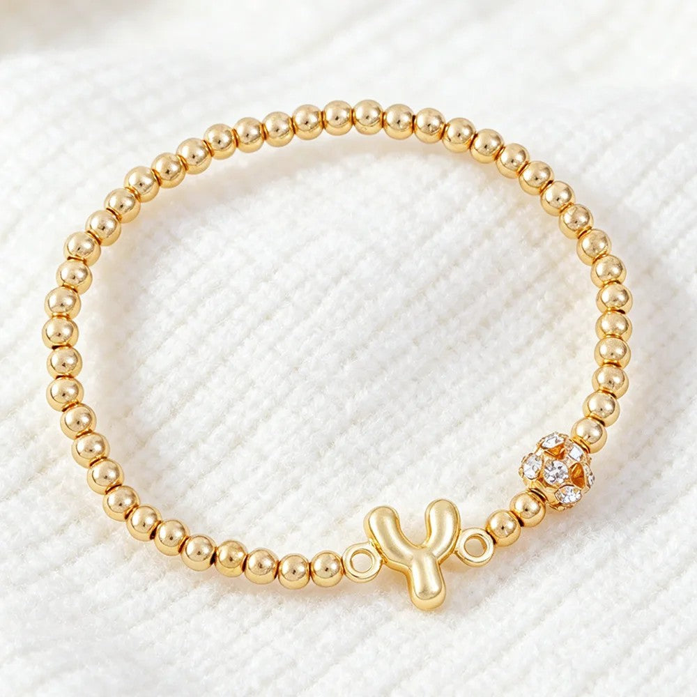 Crystal Initial Beaded Bracelet