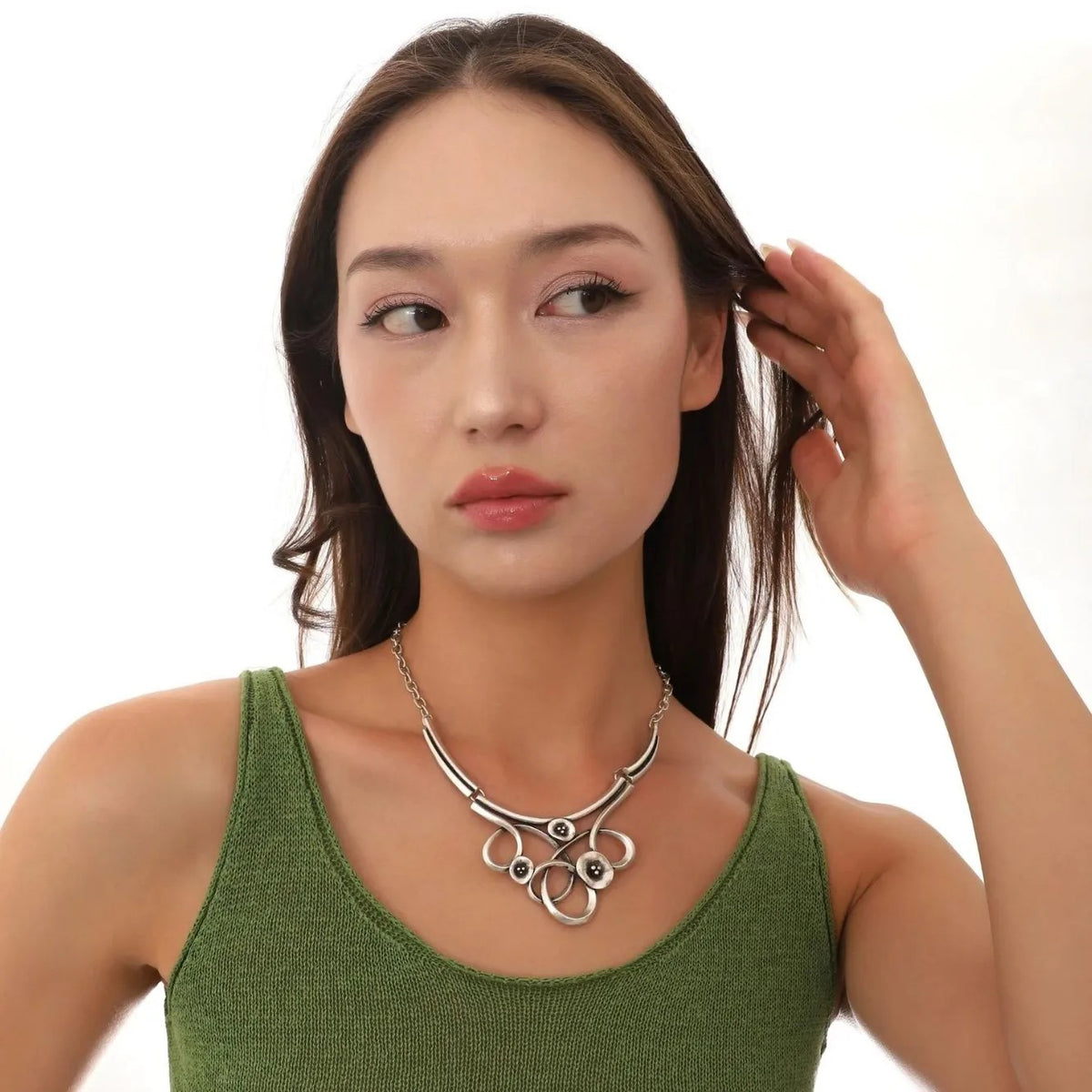 Silver-Tone Floral Collar Necklace