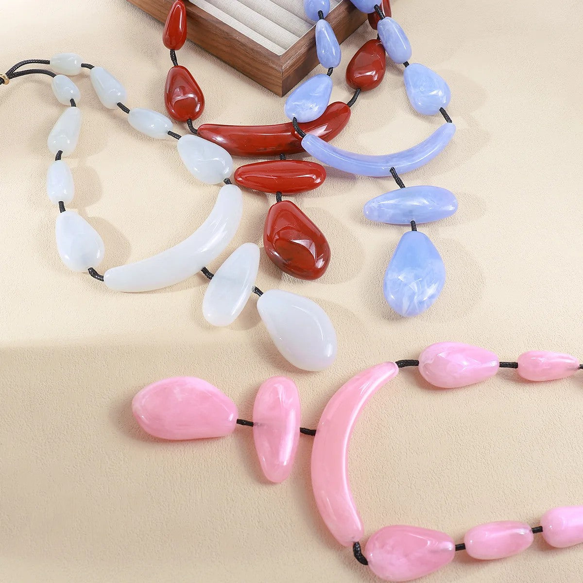 Blue Resin Geometric Necklace