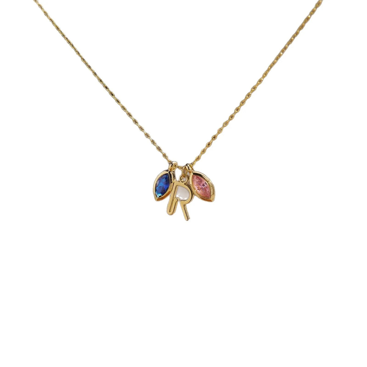 Marquise Stone Initial Necklace